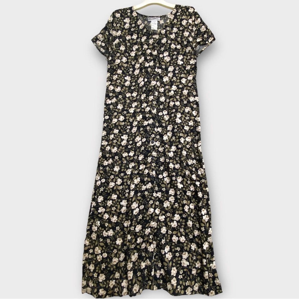 Vintage Scott McClintock Women’s Dress Medium Floral Maxi Button Front Prairie